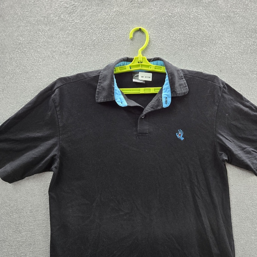 Santa Cruz Skateboards Men Polo M Black Embroidered Screaming Hand Logo
